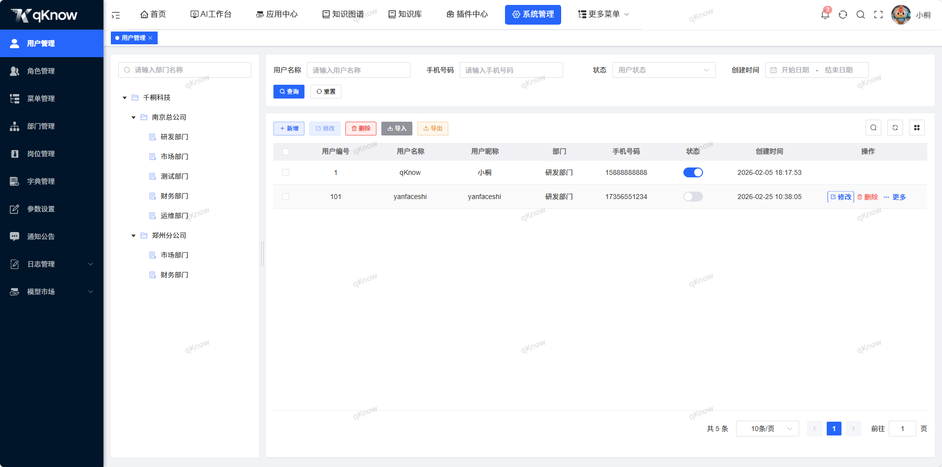 用户管理页面